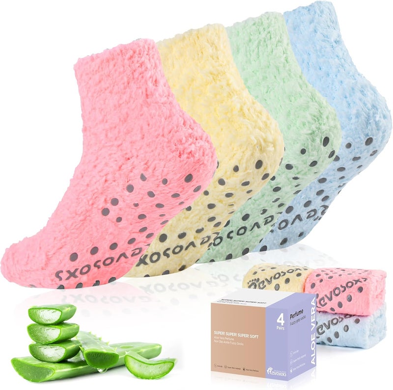 Fuzzy Grip Socks for Women Men,Thick Warm Slipper Cozy Fluffy Non Slip Ankle Hospital socks With Grips.